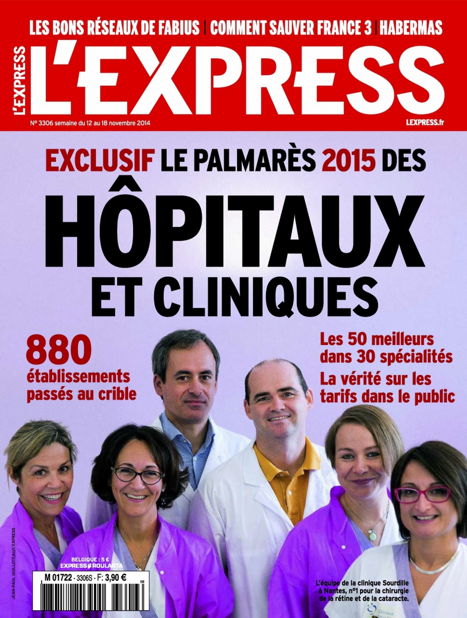 L'Express - Palmarès 2015 des Hôpitaux et Cliniques : Clinique Geoffroy Saint Hilaire, 1er établissement privé à Paris pour la Chirurgie du Pied !